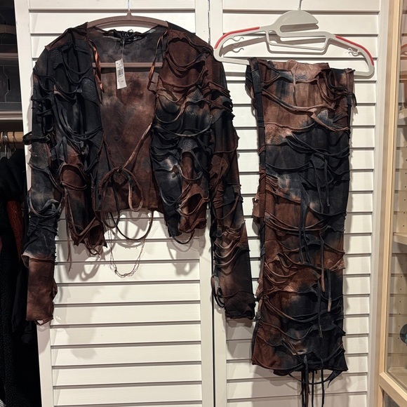 Julia Other - Distressed Black and Brown Two-Piece Set